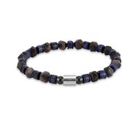 Armband POLICE "Rockcore", edelstahlfarben, schwarzblau, schwarz, blau, Armbänder, Herren, 21,5cm, Edelstahl, Armband, mit Achat oder mit Achat und Lapislazuli (51001023-0) edelstahlfarben, schwarzbla