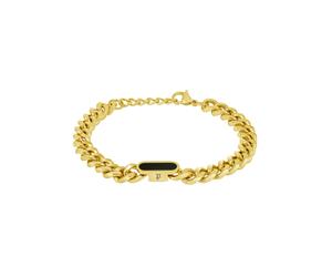 Armband POLICE "Vigor", gold (gelbgoldfarben, schwarz), Armbänder, Herren, 22cm, Edelstahl, Armband, teilweise mit Perlmutt (synth.) (14001306-0) gelbgoldfarben, schwarz