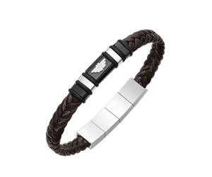 Armband POLICE "Wavebreaker", braun (braun, schwarz, edelstahlfarben), Armbänder, Herren, 22cm, Edelstahl Kautschuk Leder, Edelstahl, Kautschuk, Leder, Armband (70598054-0) braun, schwarz, edelstahlfa