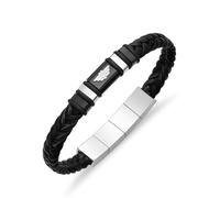 Armband POLICE "Wavebreaker", schwarz (schwarz, edelstahlfarben), Armbänder, Herren, 22cm, Edelstahl Kautschuk Leder, Edelstahl, Kautschuk, Leder, Armband (40760507-0) schwarz, edelstahlfarben