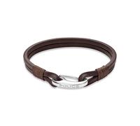Armband POLICE "Wishbone", braun, edelstahlfarben, Armbänder, Herren, 21,5cm, Edelstahl Leder Textil, Edelstahl, Leder, Textil, Armband (76769411-0) braun, edelstahlfarben