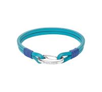 Armband POLICE "Wishbone", türkis, blau, edelstahlfarben, Armbänder, Herren, 21,5cm, Edelstahl Leder Textil, Edelstahl, Leder, Textil, Armband (87891734-0) türkis, blau, edelstahlfarben