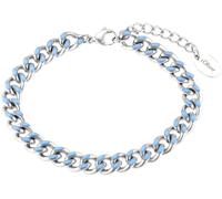 Armband S.OLIVER "2037973", bunt (edelstahlfarben, hellblau), Armbänder, Damen, 20cm, Edelstahl, Armband, mit Emaille (75950021-0) edelstahlfarben, hellblau