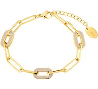 Armband S.OLIVER "2037987", beige (gelbgoldfarben, beige), Armbänder, Damen, 20cm, Edelstahl, Armband, mit Emaille (19180319-0)