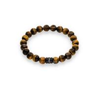 s.Oliver Herren Bracelet - Armband in Beadsoptik - IP Braun - Textilband verstellbar bis 22 cm - wasserfest & hautfreundlich