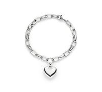 s.Oliver Armband Chunky Heart - Edelstahl poliert, Silber, verstellbar bis 20 cm, Damen