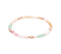 Armband S.OLIVER "Colorful Beads", roségoldfarben, rosé, creme, weiß, rosa, hellgrün, rosé, creme, weiß, rosa, hellgrün, Armbänder, Damen, 18cm, Edelstahl, Armband, mit Quarz, Aquamarin, Lapislazuli-I
