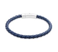 Armband S.OLIVER, edelstahlfarben, blau, Armbänder, Herren, 22cm, Edelstahl Leder, Edelstahl, Leder, Armband (17482756-0) edelstahlfarben, blau