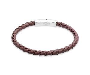 Armband S.OLIVER, edelstahlfarben, braun, Armbänder, Herren, 22cm, Edelstahl Leder, Edelstahl, Leder, Armband (82780509-0) edelstahlfarben, braun