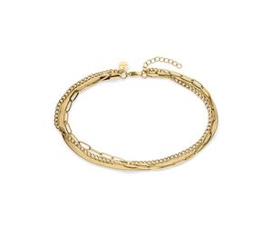 Armband S.OLIVER "Fine Layers", gold (gelbgoldfarben), Armbänder, Damen, 21cm, Edelstahl, Armband (18017655-0) gelbgoldfarben