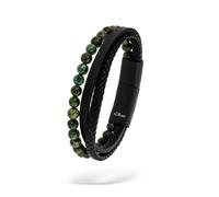 Armband S.OLIVER, grün (schwarz), Armbänder, Herren, 22cm, Leder Materialmix, Leder, Materialmix, Armband (58531144-0) schwarz