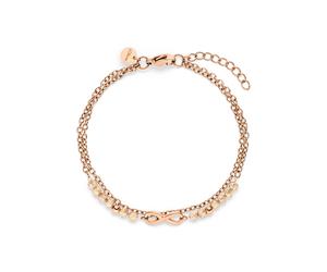 Armband S.OLIVER "Infinity Beads, Unendlichkeitsschleife", rosa (roségoldfarben, rosa, rosa), Armbänder, Damen, 21cm, Edelstahl, Armband, mit Kristallstein (synth.) (11295364-0) roségoldfarben, rosa, 