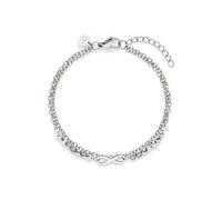 Armband S.OLIVER "Infinity Beads, Unendlichkeitsschleife", silber (edelstahlfarben, blau, blau), Armbänder, Damen, 21cm, Edelstahl, Armband, mit Kristallstein (synth.) (69306944-0) edelstahlfarben, bl