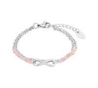 Armband S.OLIVER "Infinity/Unendlichkeitsschleife", bunt (edelstahlfarben, rosa, rosa), Armbänder, Jungen, 16cm, Edelstahl, Armband, mit Glasstein (22758447-0) edelstahlfarben, rosa, rosa