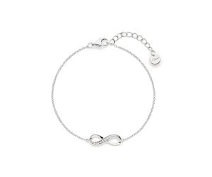 Armband S.OLIVER "Infinity, Unendlichkeitsschleife", edelstahlfarben, kristallweiß, kristallweiß, Armbänder, Damen, 20cm, Silber 925 (Sterlingsilber), Armband, mit Zirkonia (synth.) (69840934-0) edels
