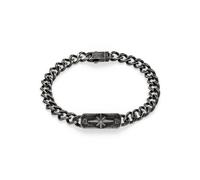 Armband S.OLIVER "Kompass-Optik", schwarz (gunfarben), Armbänder, Herren, 21cm, Edelstahl, Armband (63285316-0) gunfarben