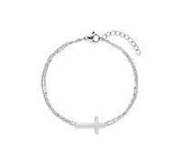 Armband S.OLIVER "Modern Cross, Kreuz-Optik", silber (edelstahlfarben), Armbänder, Damen, 21cm, Edelstahl, Armband (42182262-0) edelstahlfarben
