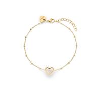 Armband S.OLIVER "Pearl Heart, Herz", gold (gelbgoldfarben, natur), Armbänder, Damen, 21cm, Edelstahl Perlen, Edelstahl, Perlen, Armband, mit Perlmutt (synth.) (87153236-0) gelbgoldfarben, natur