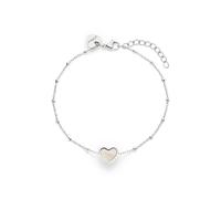 Armband S.OLIVER "Pearl Heart, Herz", silber (edelstahlfarben, natur), Armbänder, Damen, 21cm, Edelstahl Perlen, Edelstahl, Perlen, Armband, mit Perlmutt (synth.) (94235716-0) edelstahlfarben, natur