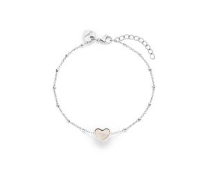Armband S.OLIVER "Pearl Heart, Herz", silber (edelstahlfarben, natur), Armbänder, Damen, 21cm, Edelstahl Perlen, Edelstahl, Perlen, Armband, mit Perlmutt (synth.) (94235716-0) edelstahlfarben, natur