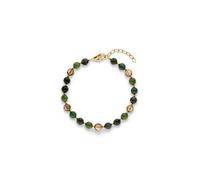 Armband S.OLIVER "Schmuck Geschenk Edelstahl The Colorful Beads", grün (gelbgoldfarben, mehrfarbig, grün, mehrfarbig), Armbänder, Damen, 21cm, Edelstahl, Armband, mit Quarz und Jade oder Quarz, Mondst