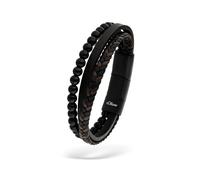 Armband S.OLIVER, schwarz (schwarz, braun), Armbänder, Herren, 22cm, Leder Materialmix, Leder, Materialmix, Armband (34895930-0) schwarz, braun