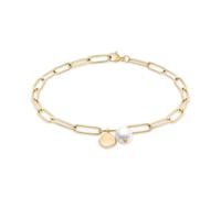 Armband S.OLIVER "Tag and Pearl", gelbgoldfarben, weiß, Armbänder, Damen, 21cm, Edelstahl Perlen, Edelstahl, Perlen, Armband, mit Perle (imitiert) (20782464-0) gelbgoldfarben, weiß