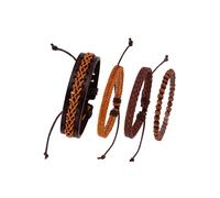 Armband Set FIRETTI "kann auch einzeln getragen werden", braun, Armbänder, Herren, Leder Perlen Textil, Leder, Perlen, Textil, mit Holzperlen (58086529-0) braun