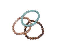 Armband Set FIRETTI "Multipack Schmuck Geschenk Zugarmbänder Steinarmband Edelstein", blau (blau, braun, blau, braun), Armbänder, Damen, 20cm, Silikon Stein, Silikon, Stein, Made in Germany - mit Amaz