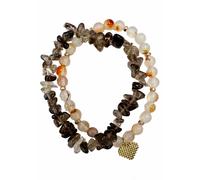 Armband Set FIRETTI "Multipack Schmuck Geschenk Zugarmbänder Steinarmband Edelstein", bunt (gelbgoldfarben, grau, beige, orangerot, grau, beige, orangerot), Armbänder, Damen, 18cm, Silikon Stein, Sili