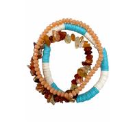 Armband Set FIRETTI "Multipack Schmuck Geschenk Zugarmbänder Steinarmband Edelstein", bunt (orangerot, hellbraun, orangerot, hellbraun), Armbänder, Damen, 18cm, Glas Resin Silikon Stein, Glas, Resin,