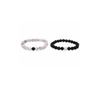 Armband Set FIRETTI "Multipack Schmuck Geschenk Zugarmbänder Steinarmband Edelstein" Gr. 18, schwarz-weiß (weiß, schwarz, weiß, schwarz), Armbänder, Damen, 18, Silikon Stein, Silikon, Stein, Made in G