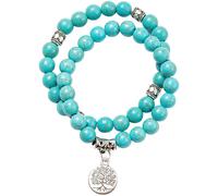 Armband Set FIRETTI "Schmuck Geschenk Armschmuck Armkette Edelstein Lebensbaum, Onesize", bunt (silberfarben, türkis, türkis), Armbänder, Damen, 20cm, Messing Silikon, Messing, Silikon, Made in German