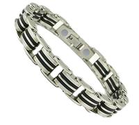 Armband Silber schwarz Energetix 4you 2140 Magnetic Monili Magnet Größe Edelstahl XL/XXL (ca. 22 cm)