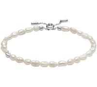 Armband SKAGEN "Schmuck Geschenk Edelstahl Armkette AGNETHE PEARL", silber (edelstahlfarben, weiß), Armbänder, Damen, 21,6cm, Edelstahl Perlen, Edelstahl, Perlen, Armband, mit Süßwasserzuchtperle (625