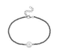 Armband SMART JEWEL "mit Edelstein-Kugeln + Muschelkern-Perle, Silber 925", grau, Armbänder, Damen, 19cm, Silber 925 (Sterlingsilber), Armband (88813406-0) grau