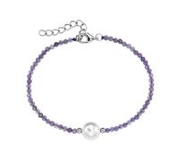 Armband SMART JEWEL "mit Edelstein-Kugeln + Muschelkern-Perle, Silber 925", lila, Armbänder, Damen, 19cm, Silber 925 (Sterlingsilber), Armband (34135931-0) lila