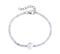 Armband SMART JEWEL "mit Stein-Kugeln + Muschelkern-Perle, Silber 925", lila, Armbänder, Damen, 19cm, Silber 925 (Sterlingsilber), Armband (74943044-0) lila