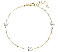 Armband Stern Sterne 375 Gold Gelbgold Weißgold bicolor diamantiert 18 cm