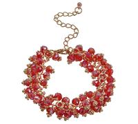 Armband STEUER "Armband goldfarben mit roten Glassteinen", rot, Armbänder, Damen, 23cm, Metall, glänzend, Armband (47592035-0) rot