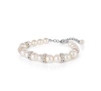 Armband STEUER "Glasperlenarmband weiß mit Strasszierde", weiß, Armbänder, Damen, 24, Metall, glänzend, Armband (51090557-0) weiß