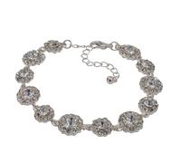 Armband STEUER "Metall weiß 19+5,0cm Blüten Glasstein ohne", weiß, Armbänder, Damen, 24,0cm, Metall, glänzend, Armband (45339454-0) weiß