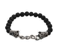 Armband STEUER "Stretch mit schwarzen Lavasteinen", schwarz, Armbänder, Herren, 19cm, Metall, Armband (66649457-0)