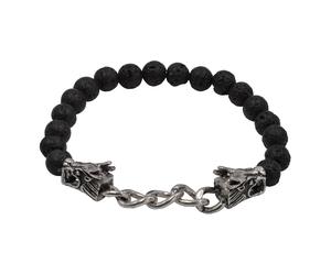 Armband STEUER "Stretch mit schwarzen Lavasteinen", schwarz, Armbänder, Herren, 19cm, Metall, Armband (66649457-0) schwarz