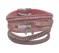 Armband STEUER "Velour rosé 5-reihig", rosa, Armbänder, Damen, 19cm, Metall, glänzend, Armband (52101440-0)
