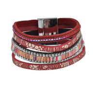 Armband STEUER "Velour rot 4-reihig", rot, Armbänder, Damen, 19cm, Metall, glänzend, Armband (69483562-0)