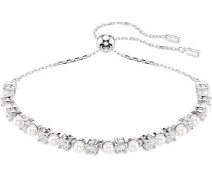 Armband SWAROVSKI "Schmuck Geschenk Matrix Armkette" Gr. M, silber (metallfarben, kristallweiß, weiß, kristallweiß), Armbänder, Damen, M, Metall Perlen, Metall, Perlen, Armband, mit Swarovski Kristall