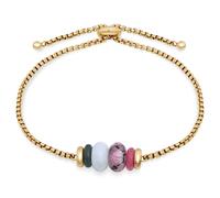 Armband TAMARIS "Natural Stones", gelbgoldfarben, grün, natur, lila, grün, natur, lila, Armbänder, Damen, 21cm, Edelstahl, Armband, mit verschiedenen Steinen (85372636-0) gelbgoldfarben, grün, natur,