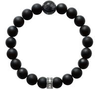 Armband THOMAS SABO "Armband Obsidian" Gr. 21, silber (silberfarben, schwarz, schwarz), Armbänder, Damen, 21, Silber 925 (recycelt), Armband, mit Obsidian (22970738-21) silberfarben, schwarz, schwarz