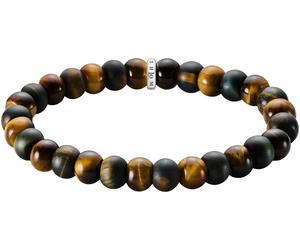 Armband THOMAS SABO "Bead Armband" Gr. 21, silber (silberfarben, braun, blau, braun, blau), Armbänder, Damen, 21, Silber 925 (recycelt), Armband, mit Tigerauge (46446664-21) silberfarben, braun, blau,